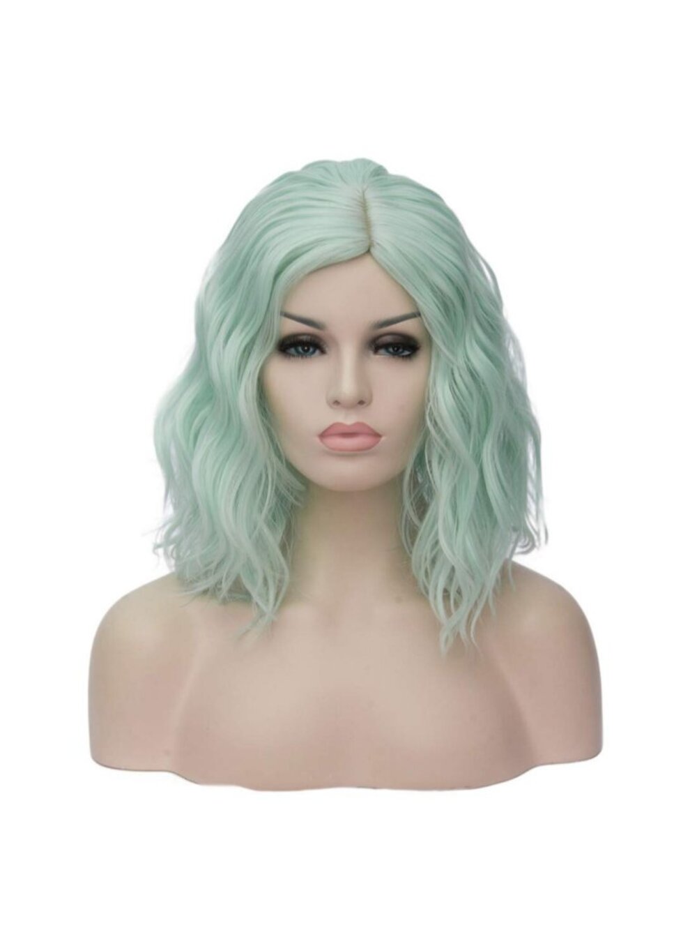 Women's Fluorescent Green Wavy Curly Bob Heat Resistant Cosplay Halloween Wig